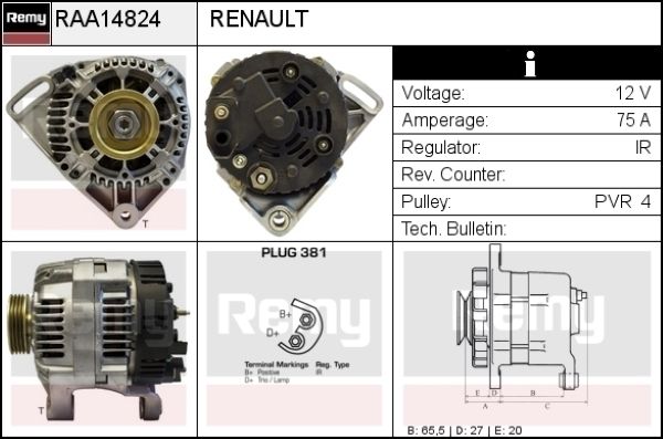 DELCO REMY Generaator RAA14824